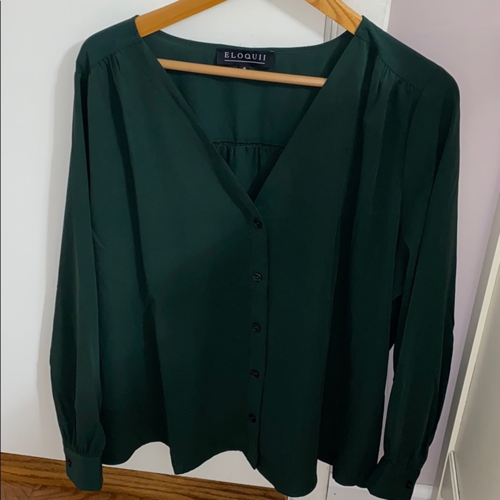 Emerald Green Button Down Blouse